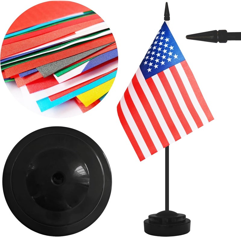 Yamiuo 2 Pack USA Desk Flag Set, American Desktop Small Miniature Table Office Flag with 12" Black Pole and Black Base, Offices, Classroom, Home, Festival Decoration (USA) - Image 3